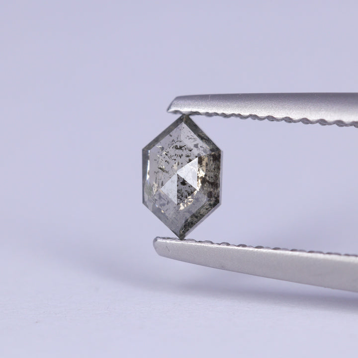 0.37ct Elongated Hexagon Cut Salt and Pepper Diamond