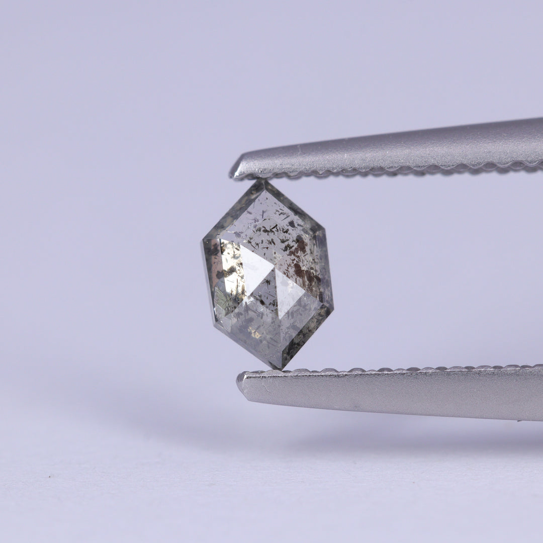 0.37ct Elongated Hexagon Cut Salt and Pepper Diamond