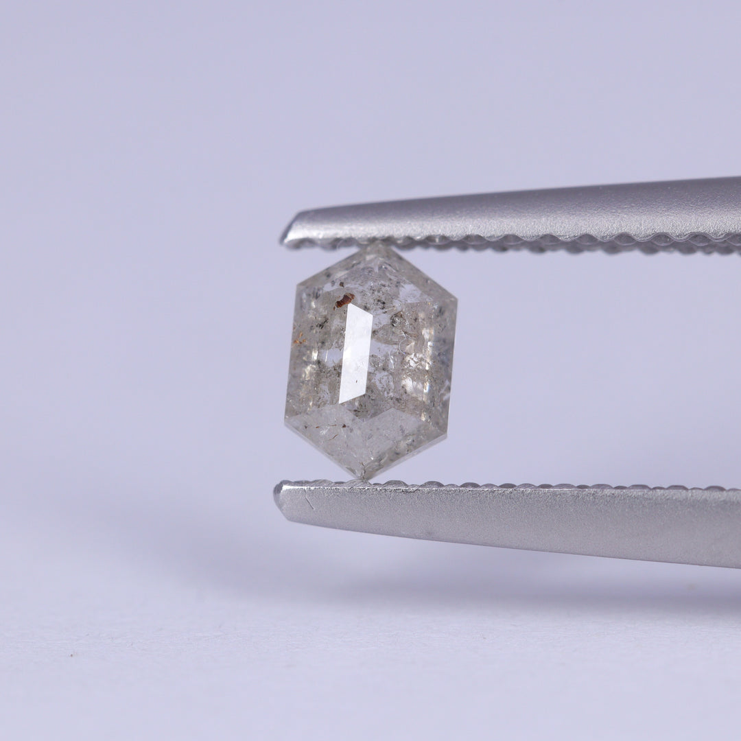0.41ct Elongated Hexagon Cut Salt and Pepper Diamond