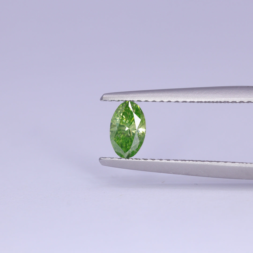 0.53ct Moval (Marquise/Oval) Natural Green Diamond