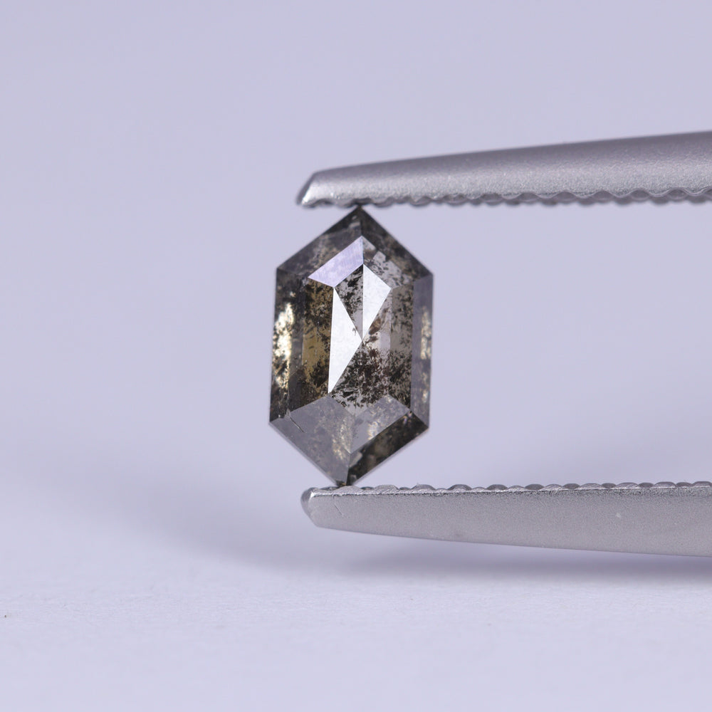 0.55ct Elongated Hexagon Rose Cut Salt and Pepper Diamond Loose Gemstones