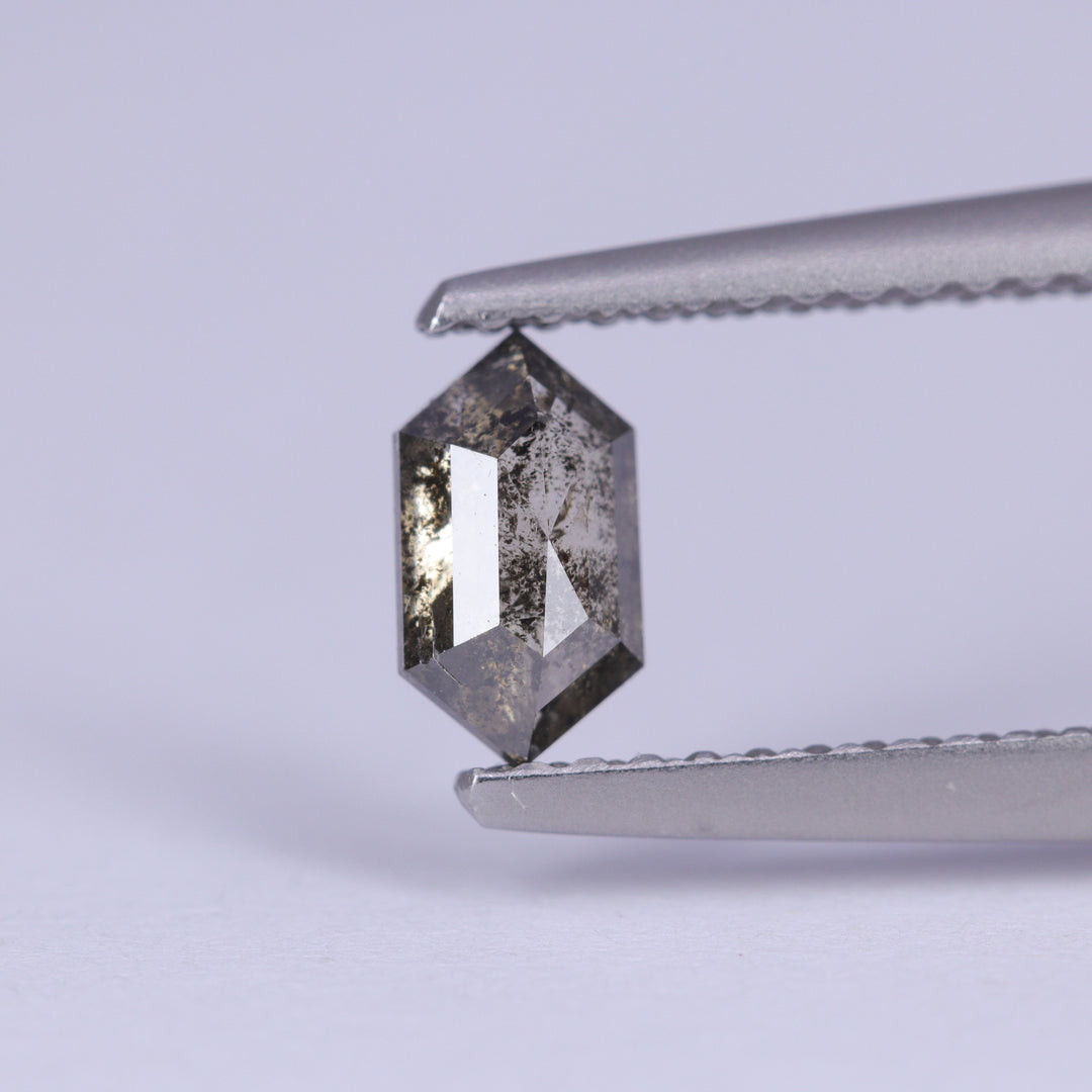 0.55ct Elongated Hexagon Rose Cut Salt and Pepper Diamond Loose Gemstones