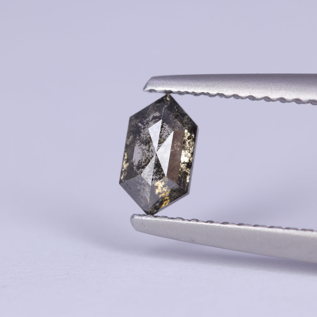 0.55ct Elongated Hexagon Rose Cut Salt and Pepper Diamond Loose Gemstones