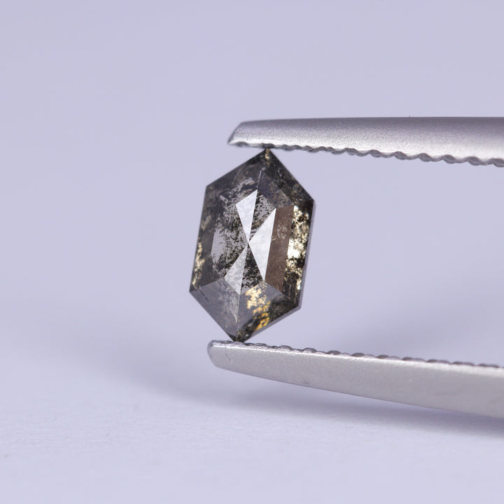0.55ct Elongated Hexagon Rose Cut Salt and Pepper Diamond Loose Gemstones