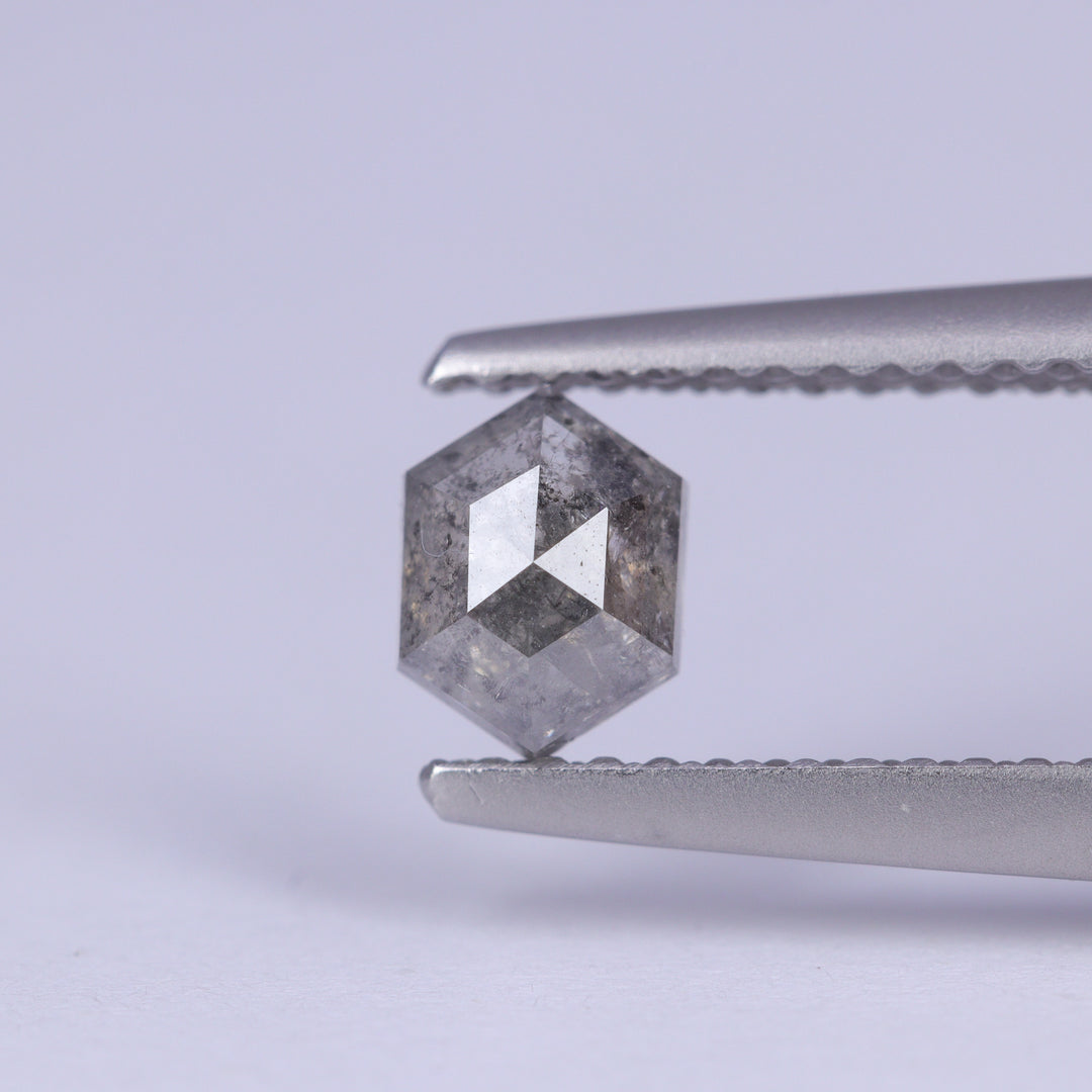 0.57ct Elongated Hexagon Rose Cut Salt and Pepper Diamond Loose Gemstones