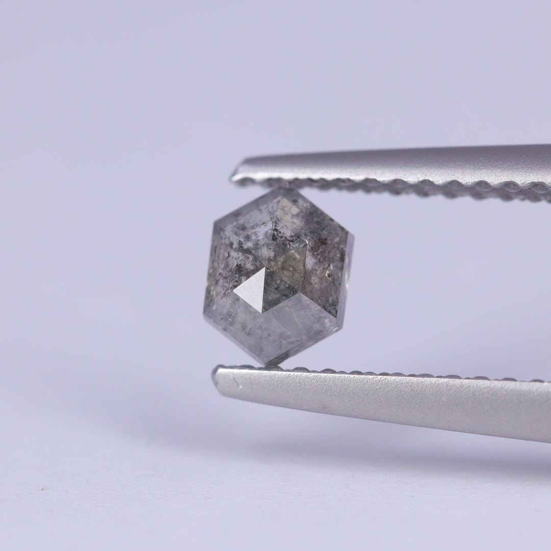 0.57ct Elongated Hexagon Rose Cut Salt and Pepper Diamond Loose Gemstones