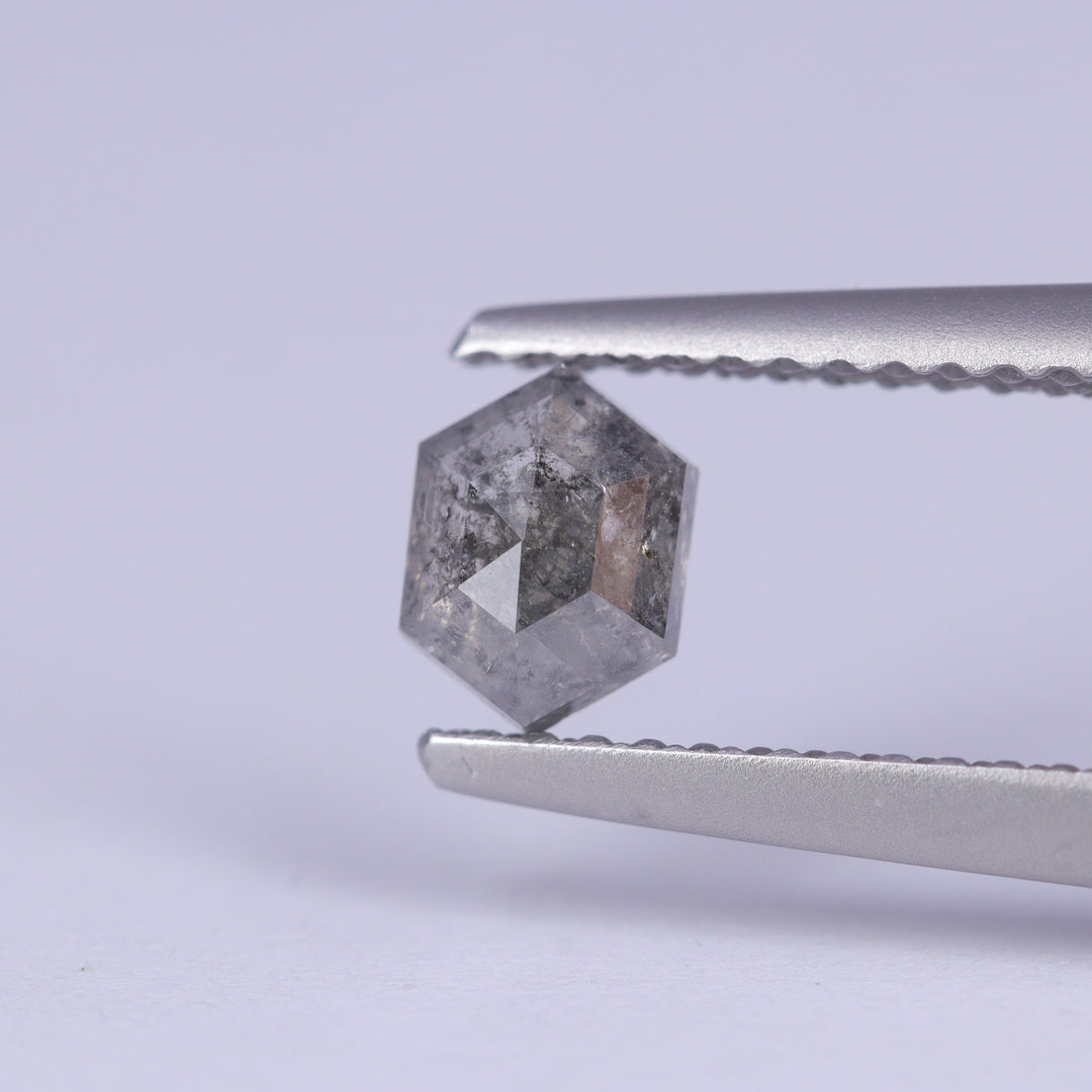 0.57ct Elongated Hexagon Rose Cut Salt and Pepper Diamond Loose Gemstones