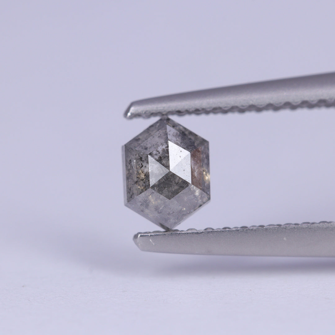 0.57ct Elongated Hexagon Rose Cut Salt and Pepper Diamond Loose Gemstones