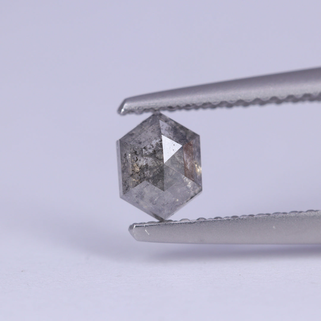 0.57ct Elongated Hexagon Rose Cut Salt and Pepper Diamond Loose Gemstones