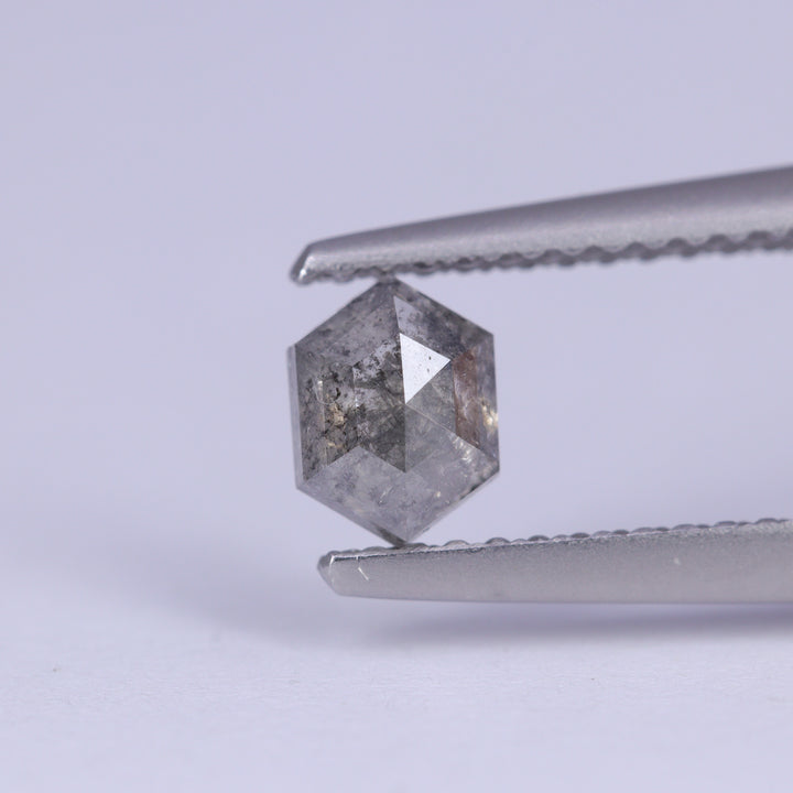 0.57ct Elongated Hexagon Rose Cut Salt and Pepper Diamond Loose Gemstones
