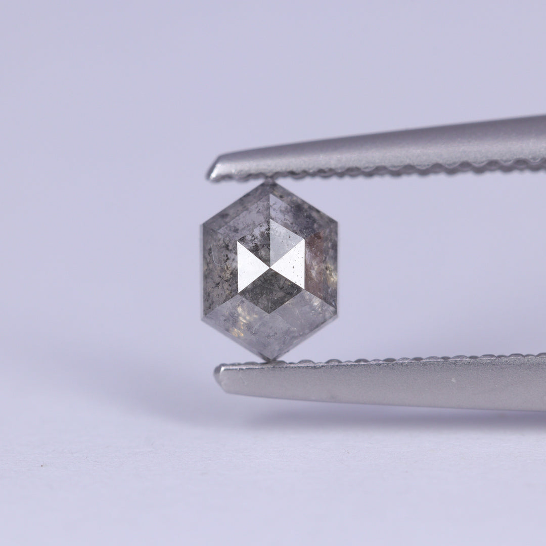 0.57ct Elongated Hexagon Rose Cut Salt and Pepper Diamond Loose Gemstones