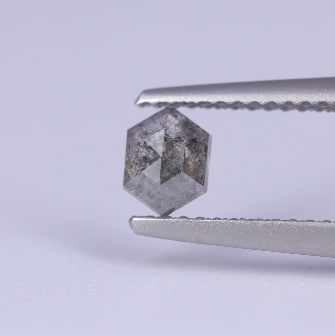 0.57ct Elongated Hexagon Rose Cut Salt and Pepper Diamond Loose Gemstones