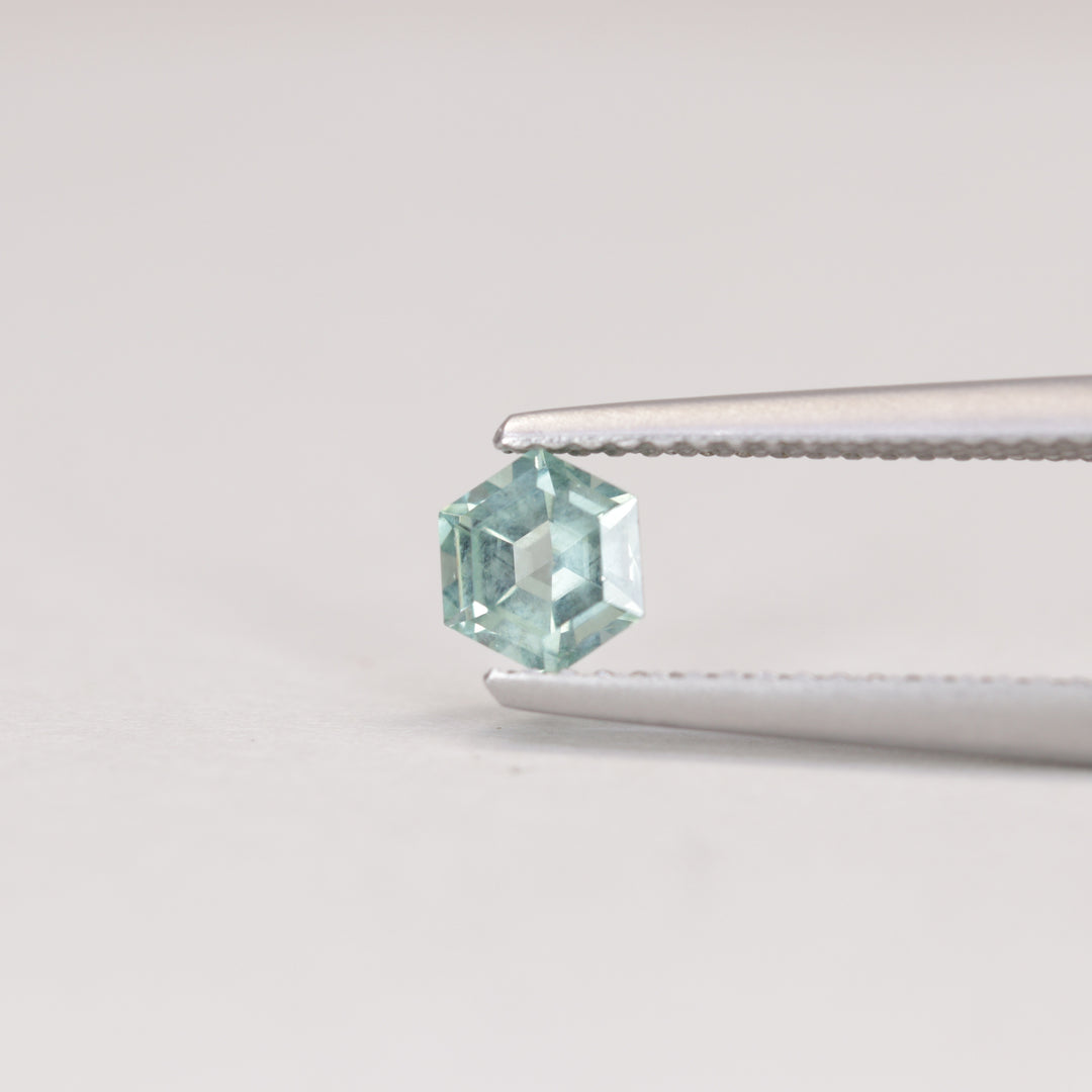 0.57ct Hexagon Cut Pale Blue Opalescent Montana Sapphire