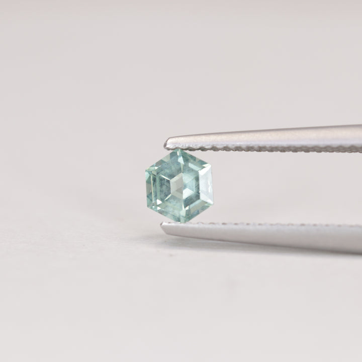 0.57ct Hexagon Cut Pale Blue Opalescent Montana Sapphire