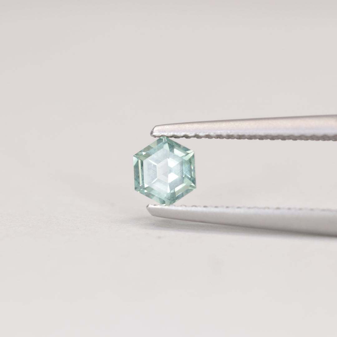 0.57ct Hexagon Cut Pale Blue Opalescent Montana Sapphire