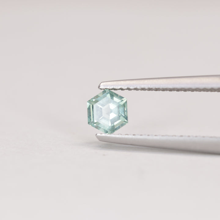 0.57ct Hexagon Cut Pale Blue Opalescent Montana Sapphire