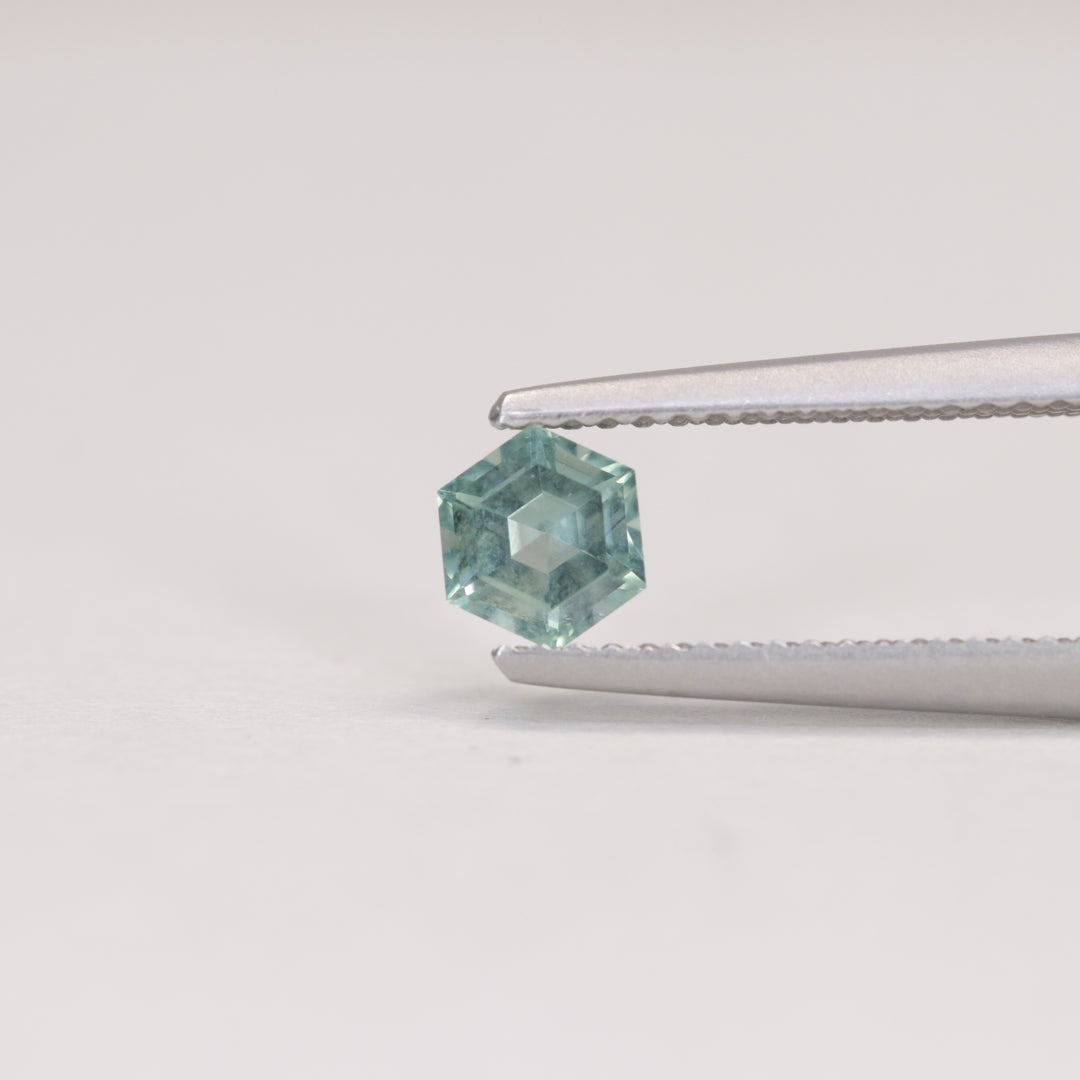 0.57ct Hexagon Cut Pale Blue Opalescent Montana Sapphire