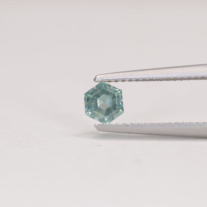 0.57ct Hexagon Cut Pale Blue Opalescent Montana Sapphire