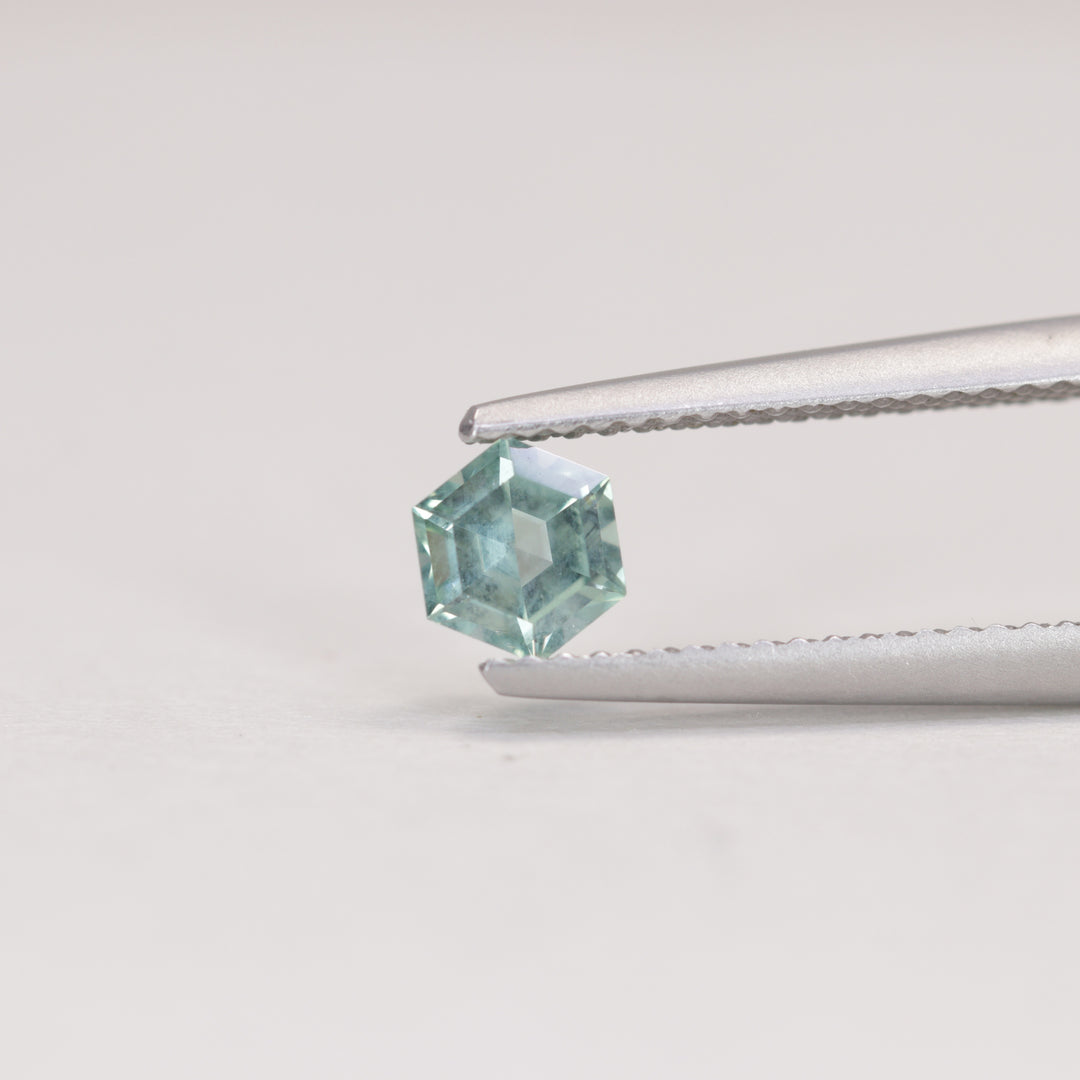 0.57ct Hexagon Cut Pale Blue Opalescent Montana Sapphire