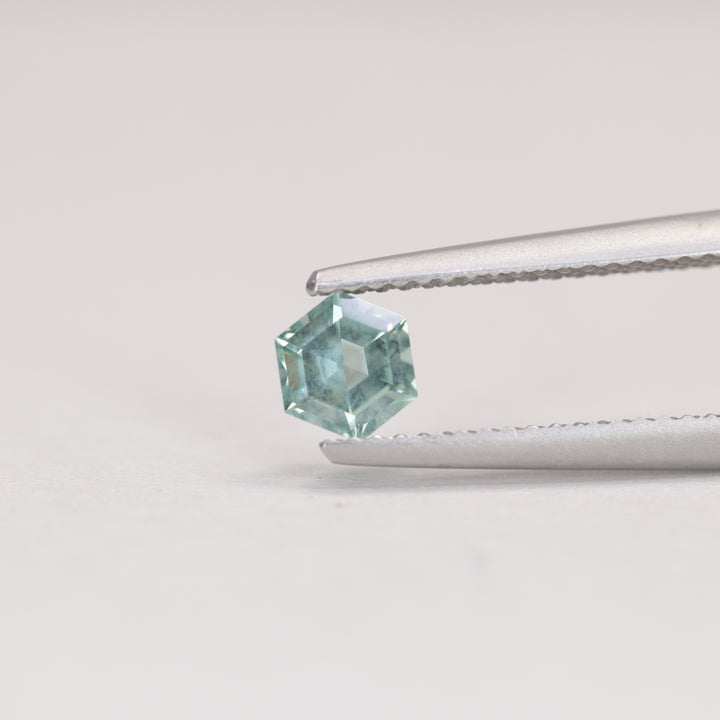 0.57ct Hexagon Cut Pale Blue Opalescent Montana Sapphire