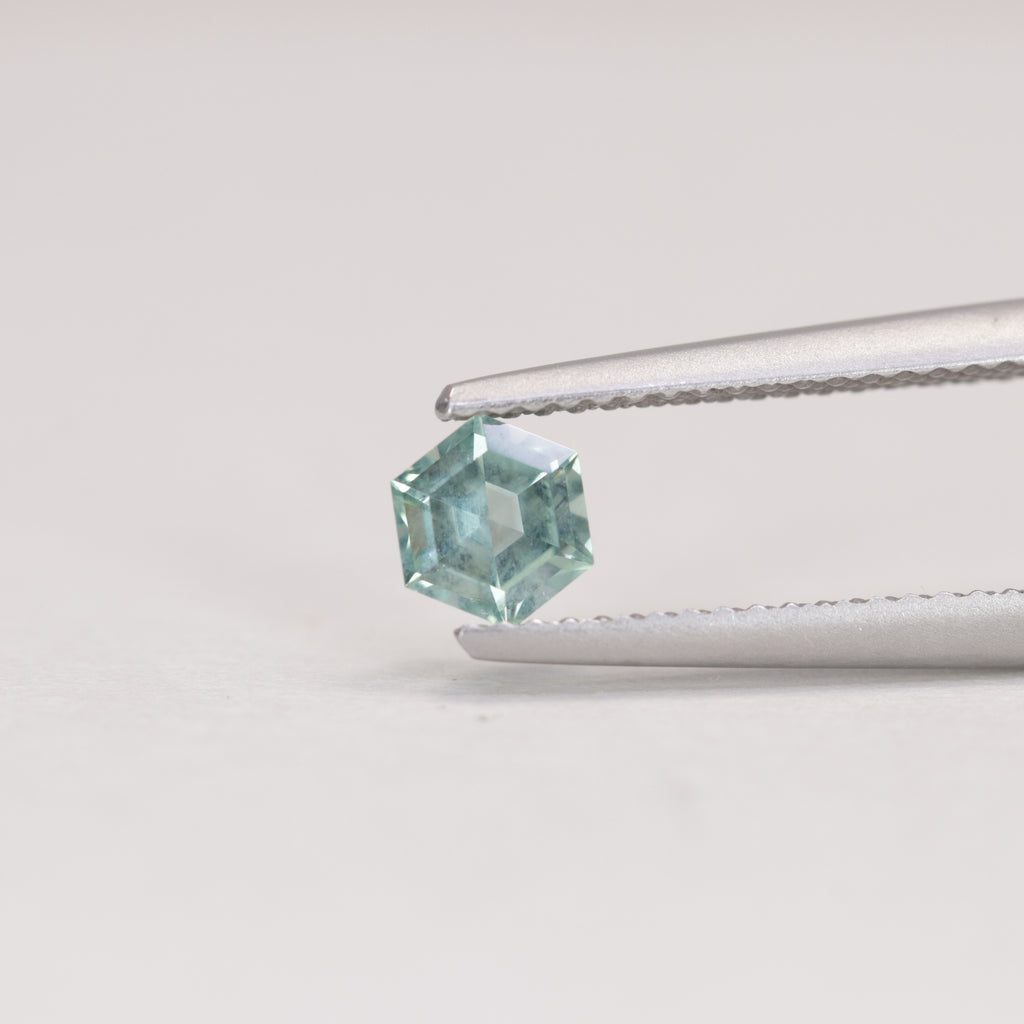 0.57ct Hexagon Cut Pale Blue Opalescent Montana Sapphire Loose Gemstones