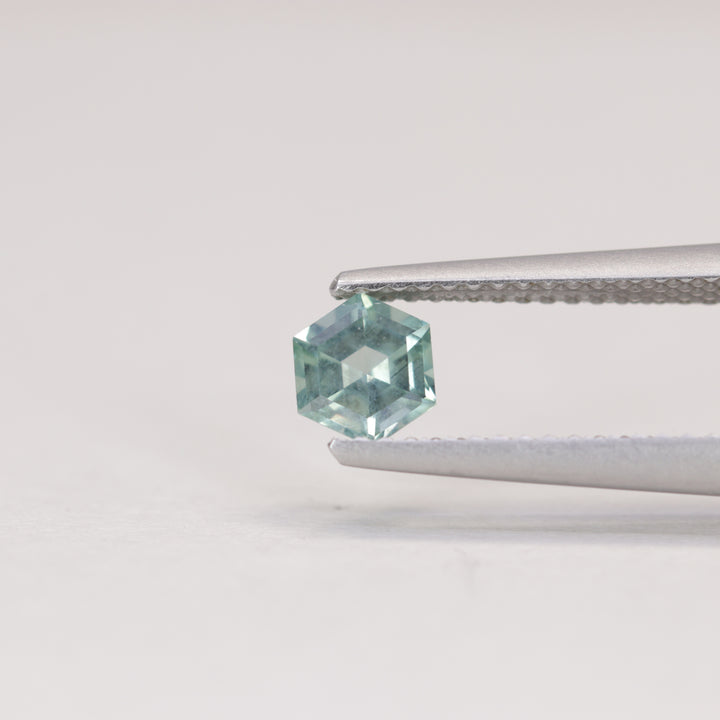 0.57ct Hexagon Cut Pale Blue Opalescent Montana Sapphire