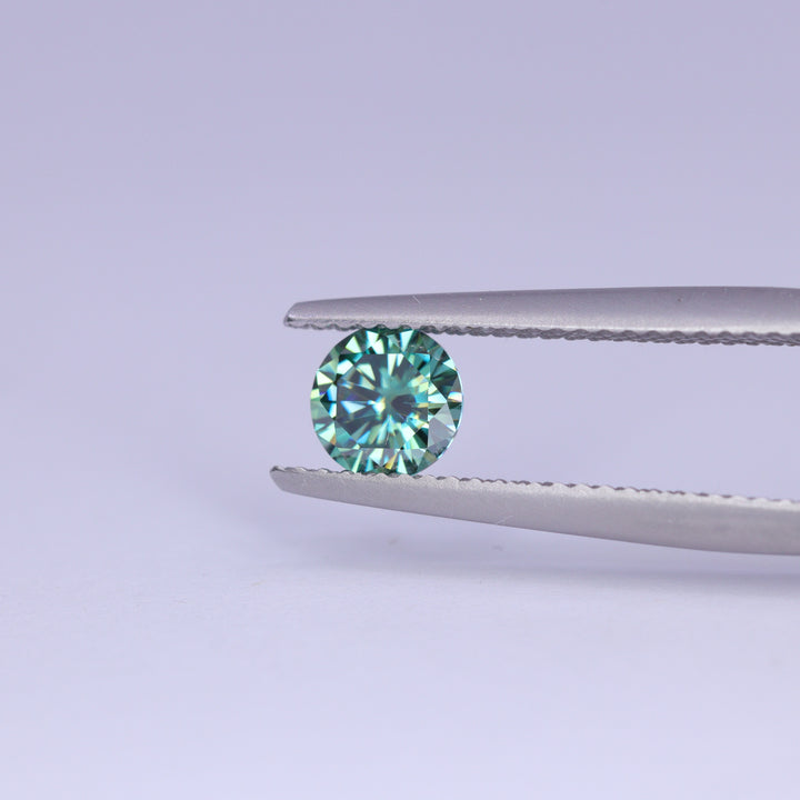 0.60ct Round Teal Moissanite Loose Gemstones