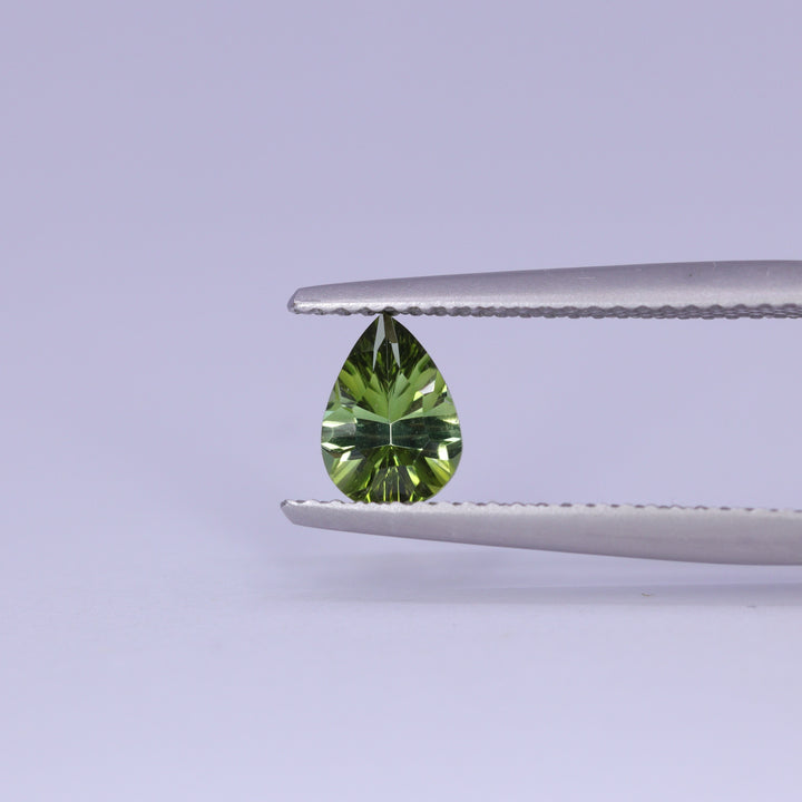 0.65ct Pear Cut Green Optix Concave Tourmaline Loose Gemstones