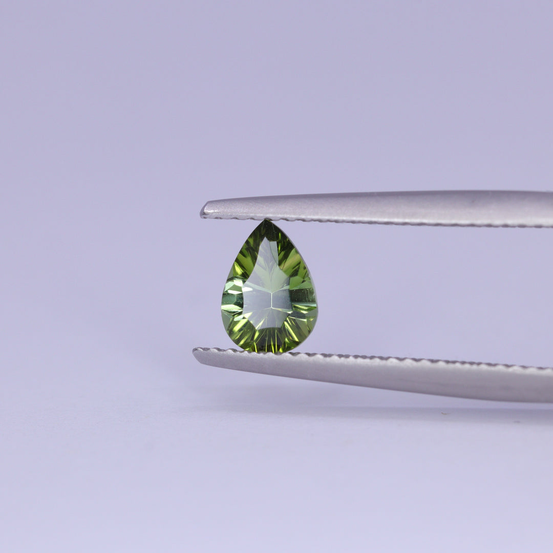 0.65ct Pear Cut Green Optix Concave Tourmaline Loose Gemstones