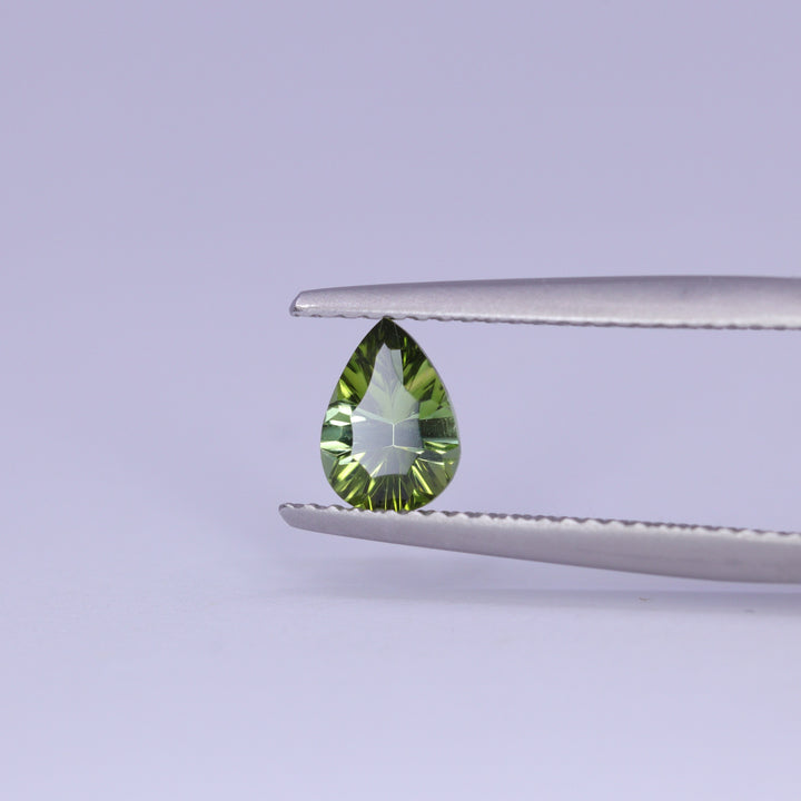 0.65ct Pear Cut Green Optix Concave Tourmaline Loose Gemstones