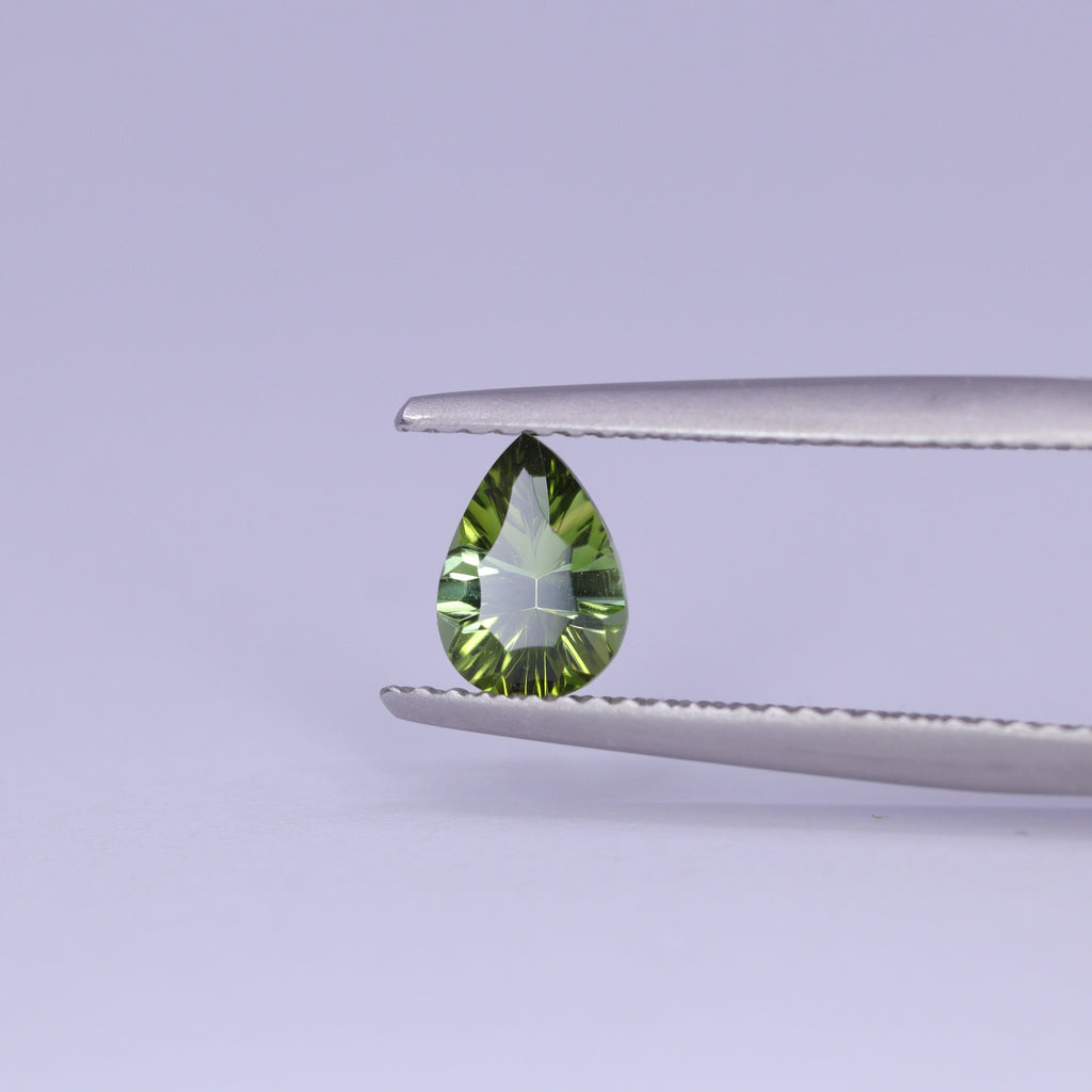 0.65ct Pear Cut Green Optix Concave Tourmaline Loose Gemstones