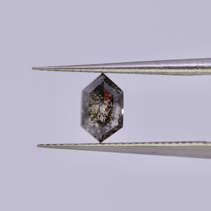 Salt and Pepper Diamond | 0.66ct Elongated Hexagon Cut, Loose Gemstone