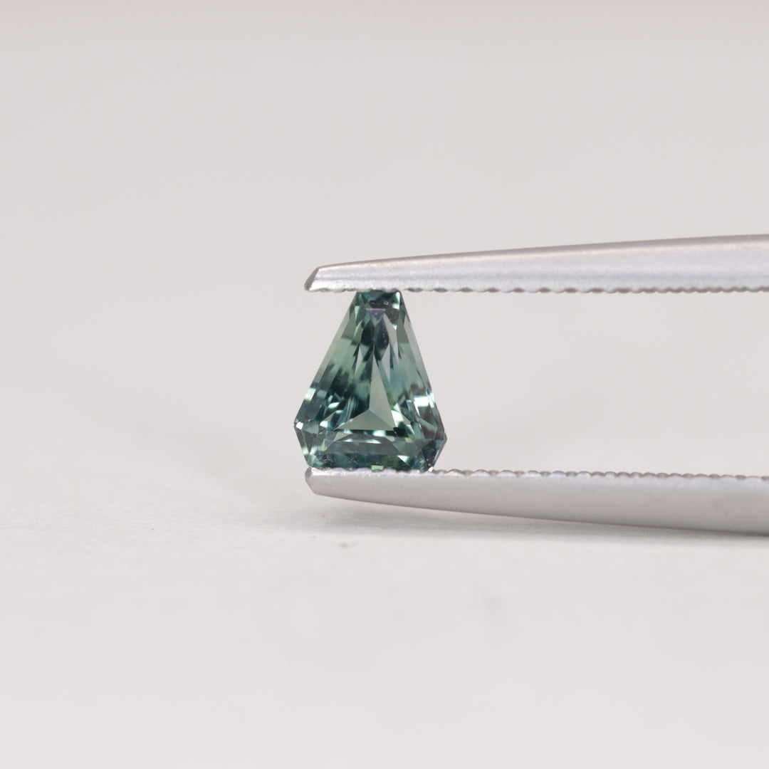 0.67ct Elongated Cut Corner Trilliant/Shield Geometric Teal Sapphire