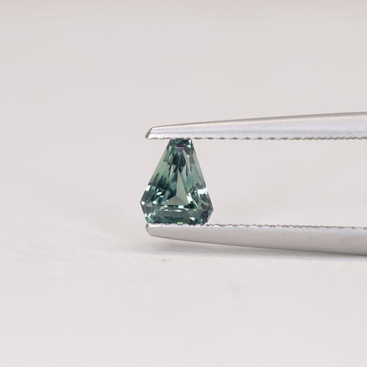 0.67ct Elongated Cut Corner Trilliant/Shield Geometric Teal Sapphire