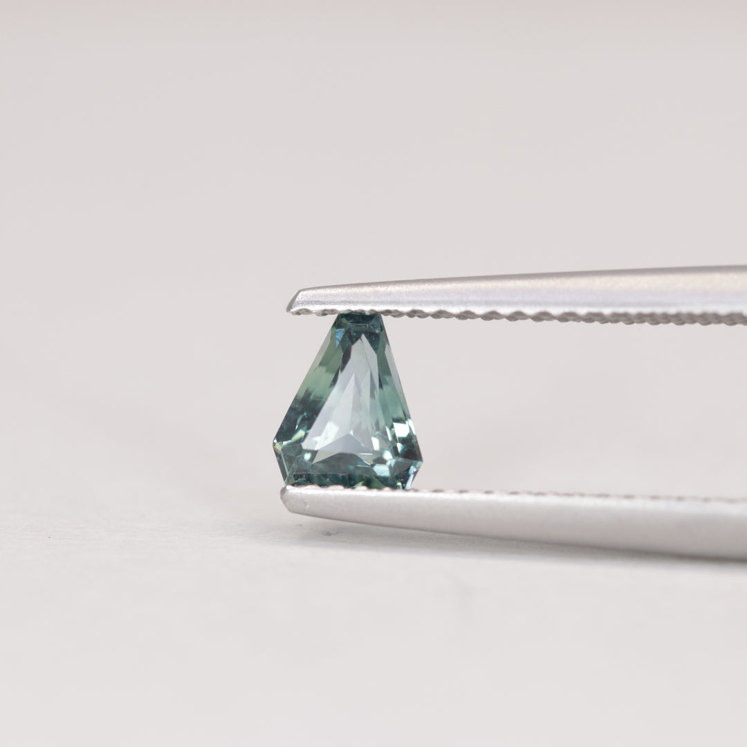 0.67ct Elongated Cut Corner Trilliant/Shield Geometric Teal Sapphire