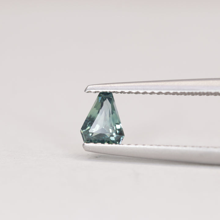 0.67ct Elongated Cut Corner Trilliant/Shield Geometric Teal Sapphire