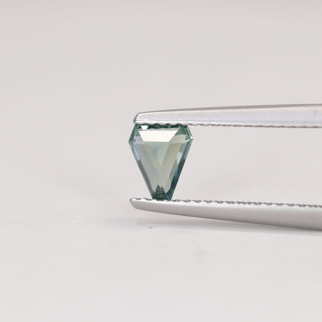 0.67ct Elongated Cut Corner Trilliant/Shield Geometric Teal Sapphire