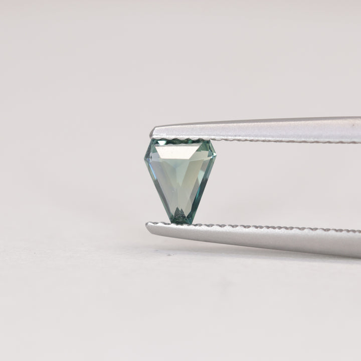 0.67ct Elongated Cut Corner Trilliant/Shield Geometric Teal Sapphire