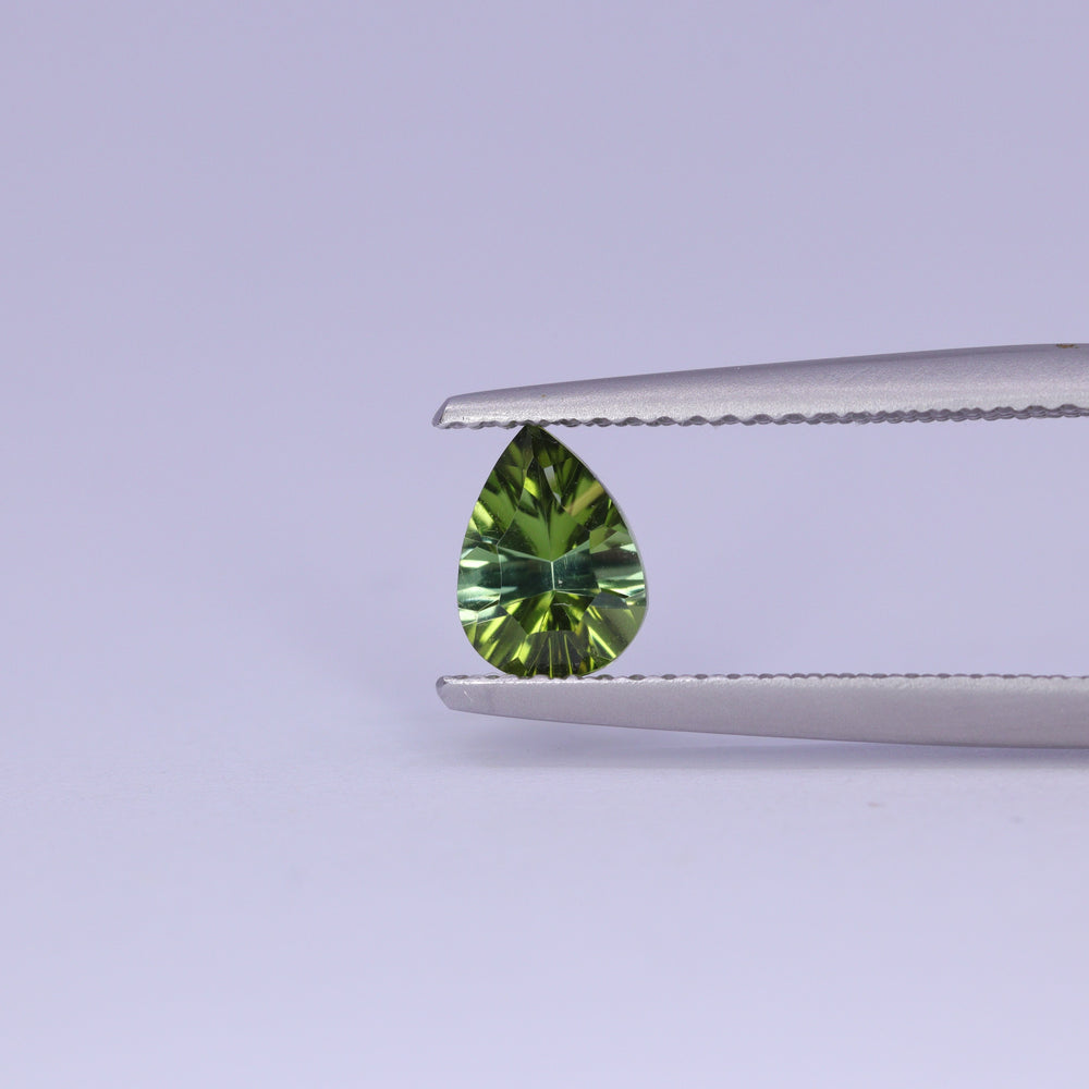 0.67ct Pear Cut Green Optix Concave Tourmaline Loose Gemstones