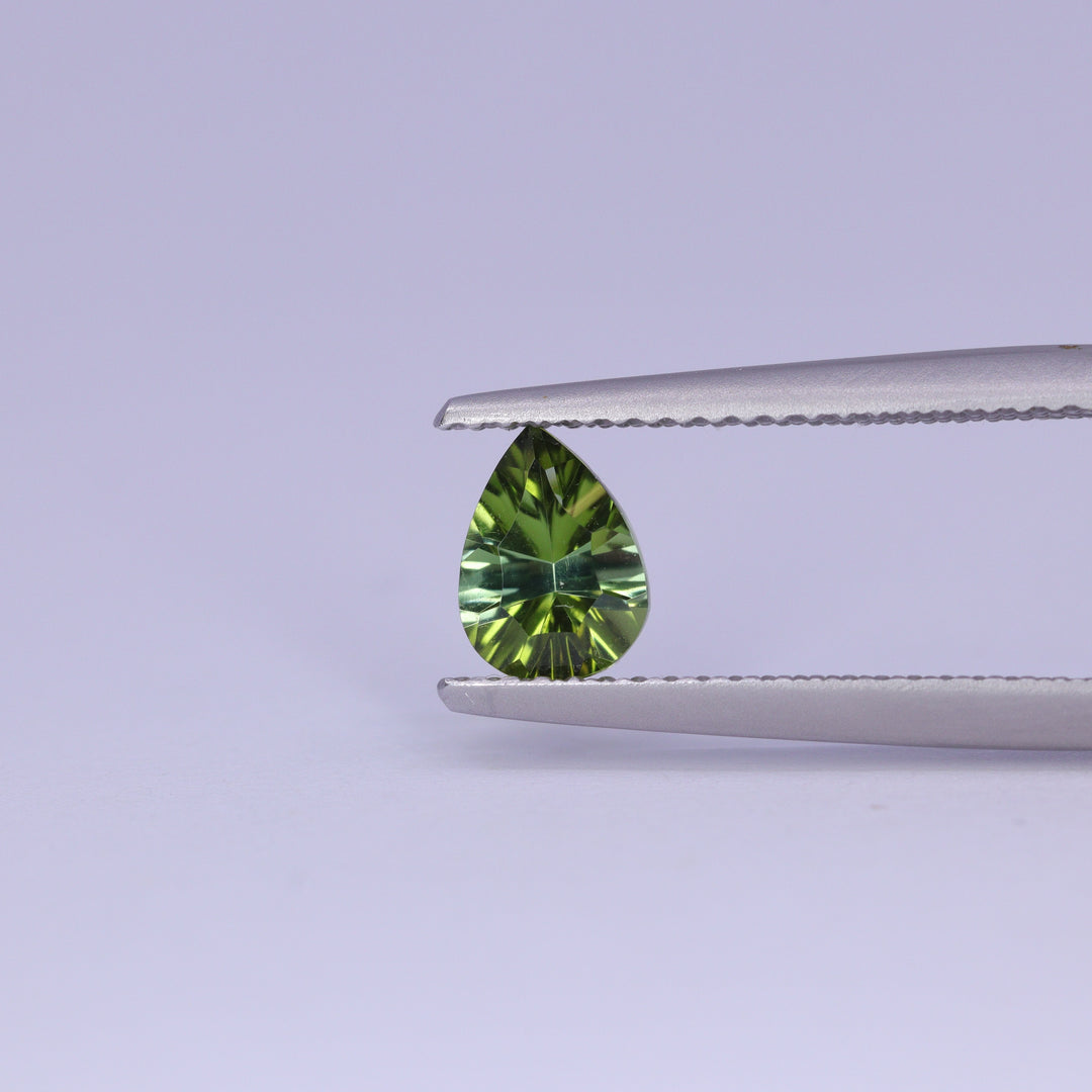 0.67ct Pear Cut Green Optix Concave Tourmaline Loose Gemstones