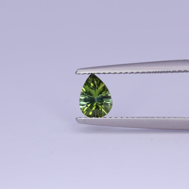 0.67ct Pear Cut Green Optix Concave Tourmaline Loose Gemstones