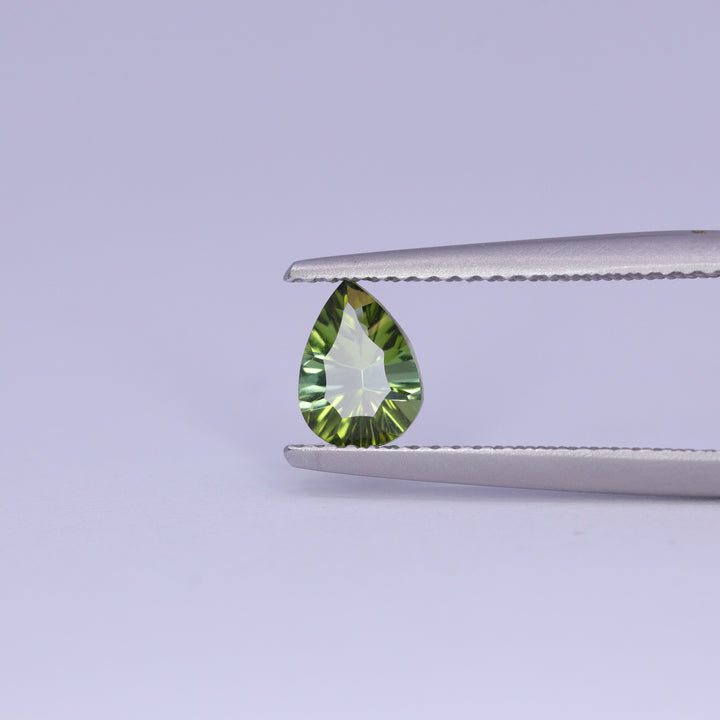 0.67ct Pear Cut Green Optix Concave Tourmaline Loose Gemstones