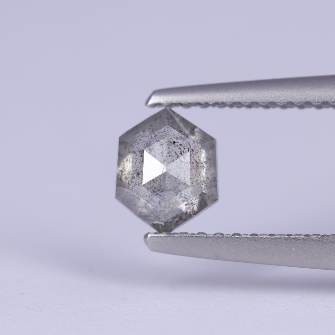 0.72ct Hexagon Rose Cut Salt and Pepper Diamond