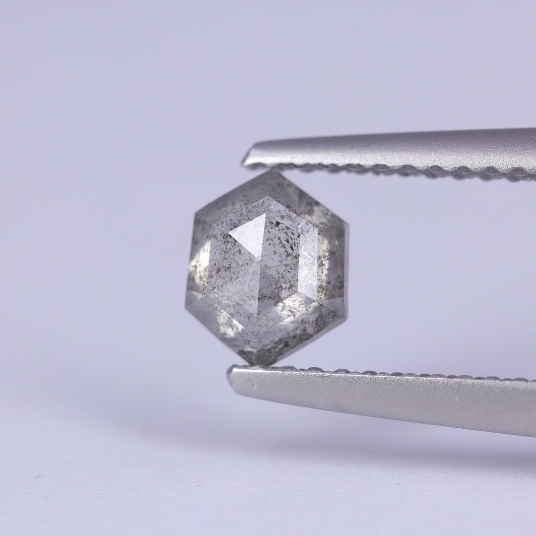 0.72ct Hexagon Rose Cut Salt and Pepper Diamond