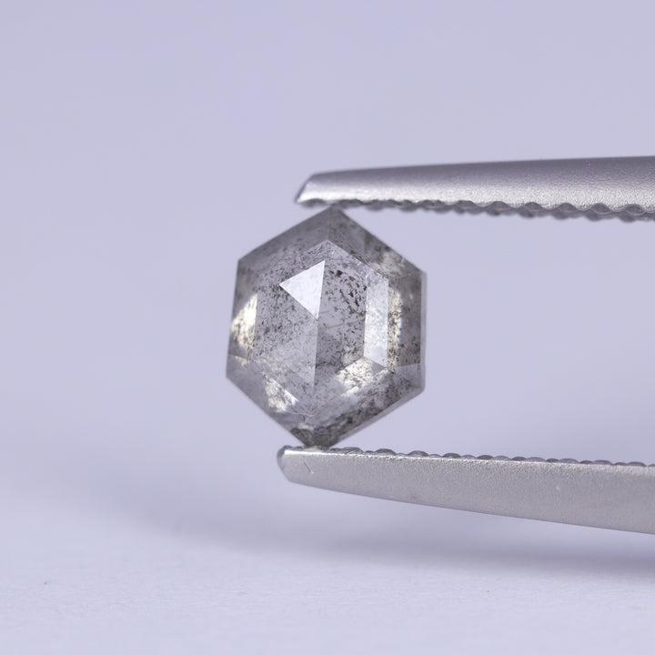 0.72ct Hexagon Rose Cut Salt and Pepper Diamond