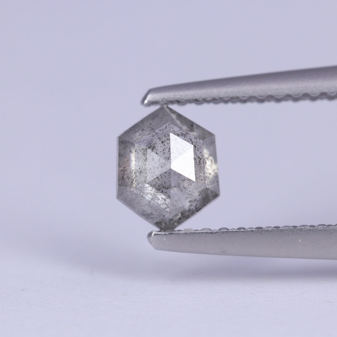 0.72ct Hexagon Rose Cut Salt and Pepper Diamond