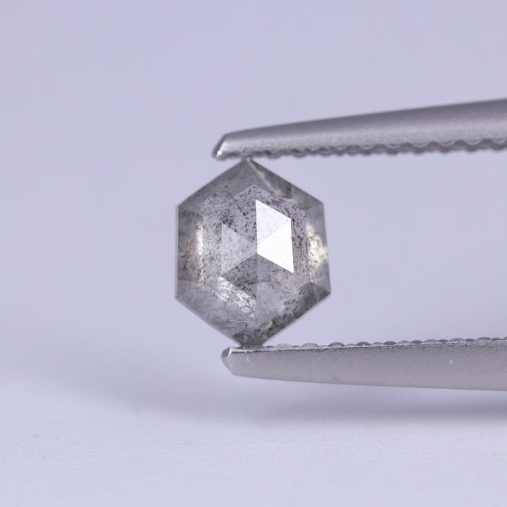 0.72ct Hexagon Rose Cut Salt and Pepper Diamond