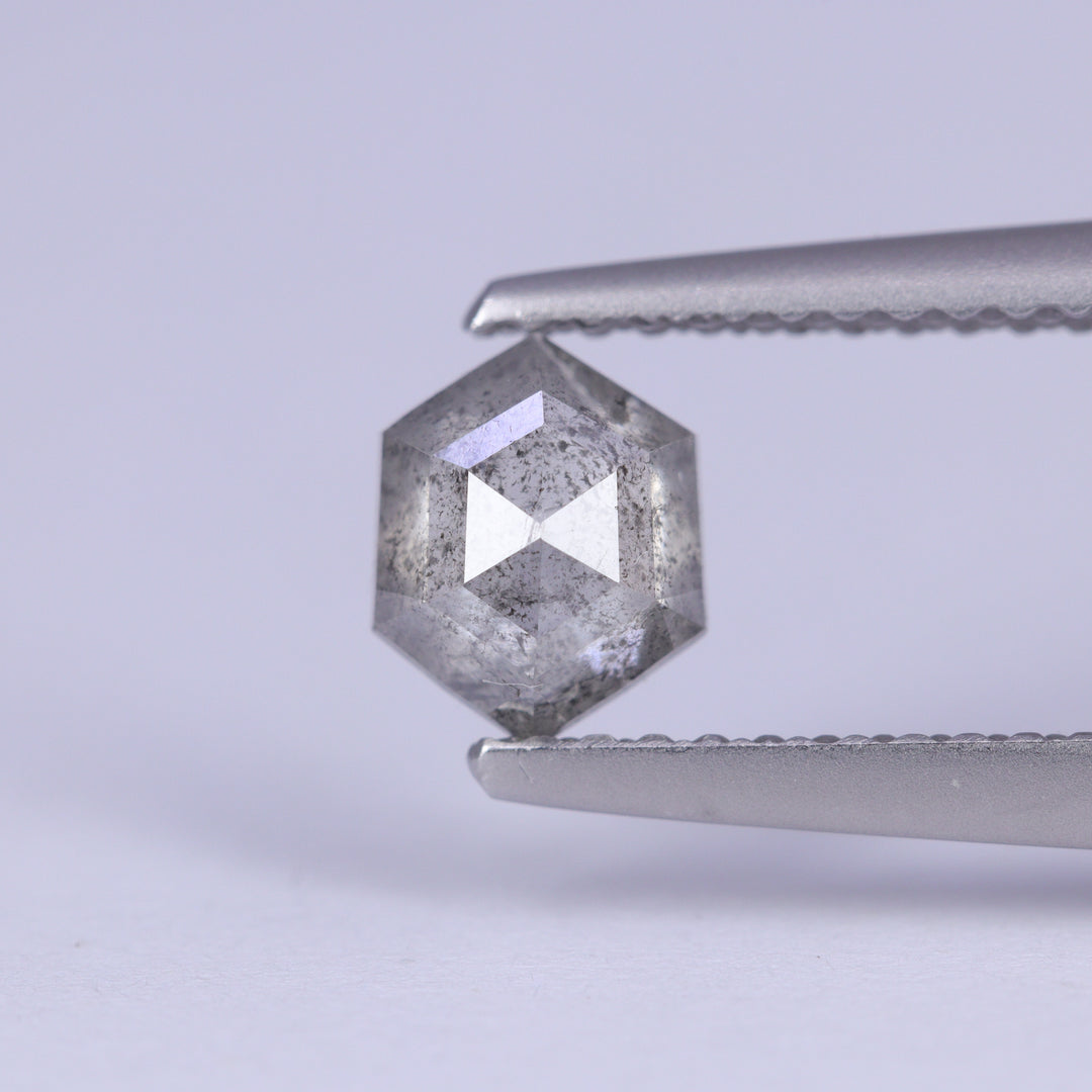 0.72ct Hexagon Rose Cut Salt and Pepper Diamond