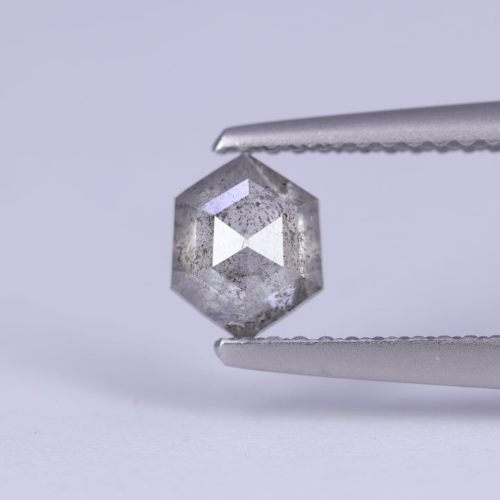 0.72ct Hexagon Rose Cut Salt and Pepper Diamond