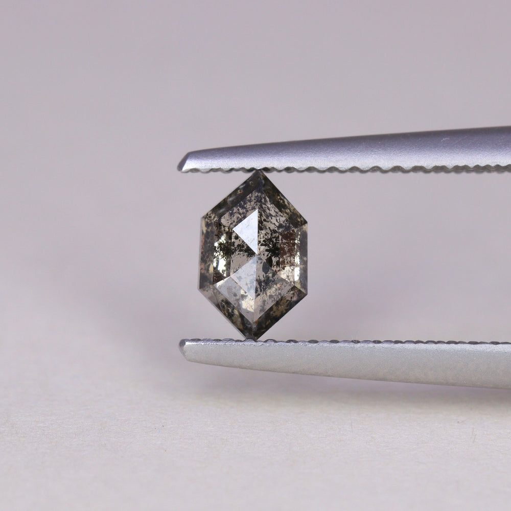 Salt and Pepper Diamond | 0.73ct Hexagon Rose Cut, Loose Gemstone Loose Gemstones